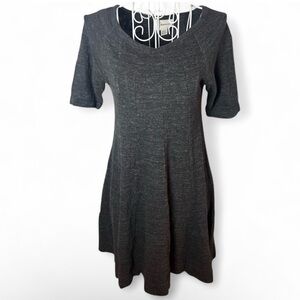 Ganni Anthropologie Threaded Trails Winter Jersey Swing Dress Charcoal Size MP